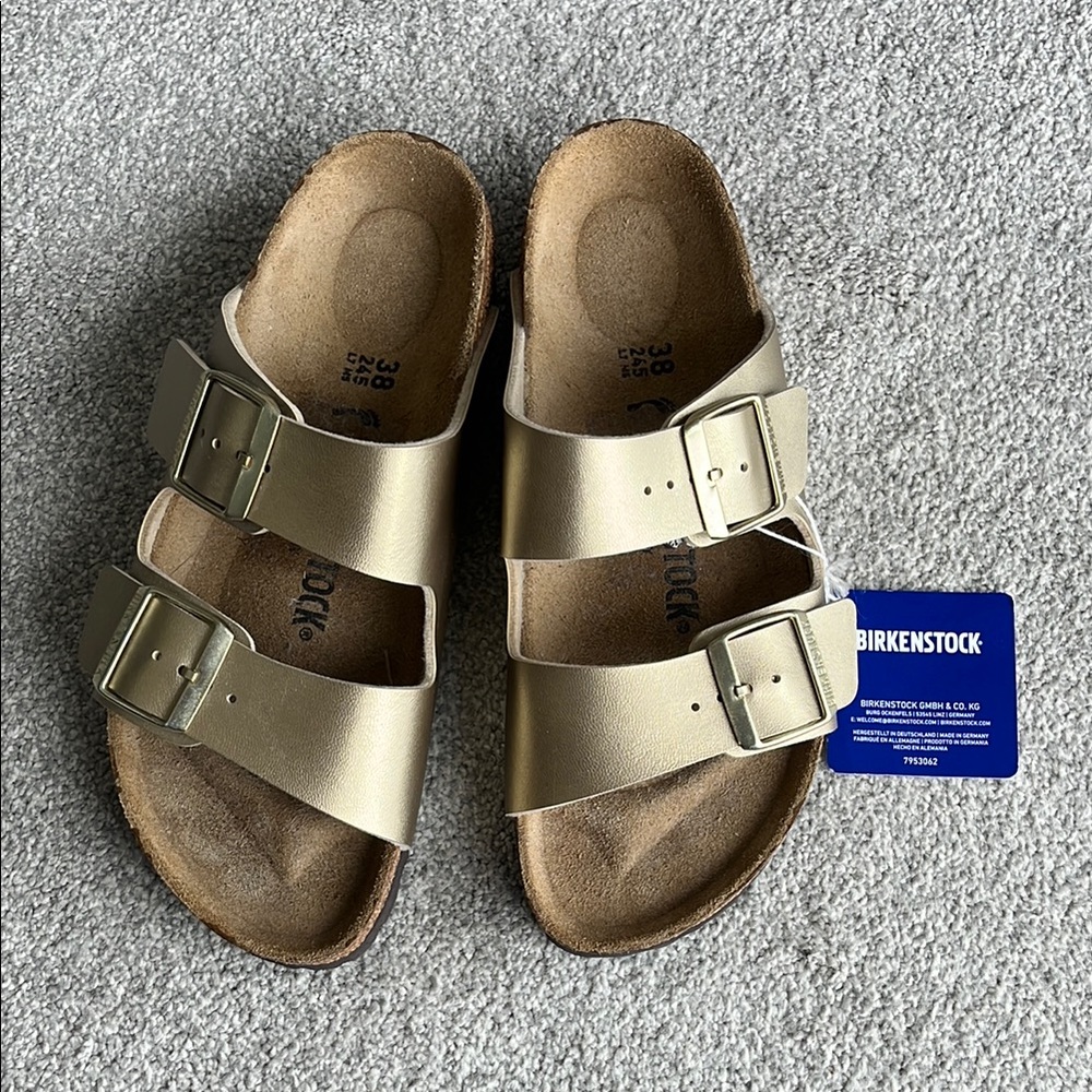 Birkenstock Metallic Gold Double Strap Sandals